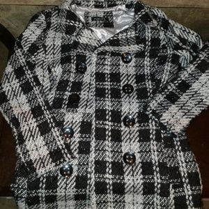 Rue 21 Wool Black&White Plaid Peacoat